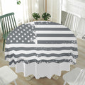Grey Grunge American Flag Print Waterproof Round Tablecloth