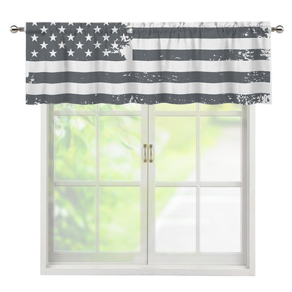 Grey Grunge American Flag Print Window Valance