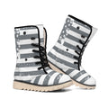 Grey Grunge American Flag Print Winter Boots