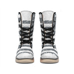 Grey Grunge American Flag Print Winter Boots