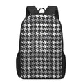 Grey Houndstooth Pattern Print 17 Inch Backpack