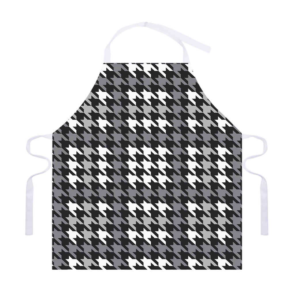 Grey Houndstooth Pattern Print Adjustable Apron