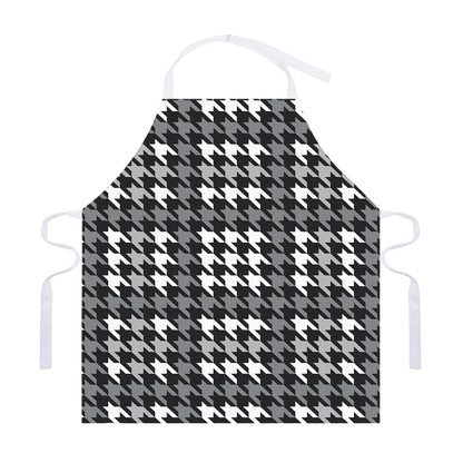 Grey Houndstooth Pattern Print Adjustable Apron