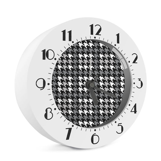 Grey Houndstooth Pattern Print Alarm Clock