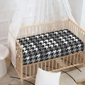 Grey Houndstooth Pattern Print Baby Crib Sheet