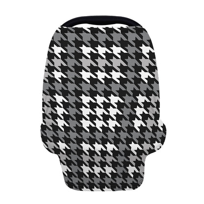 Grey Houndstooth Pattern Print Baby Seat Cover