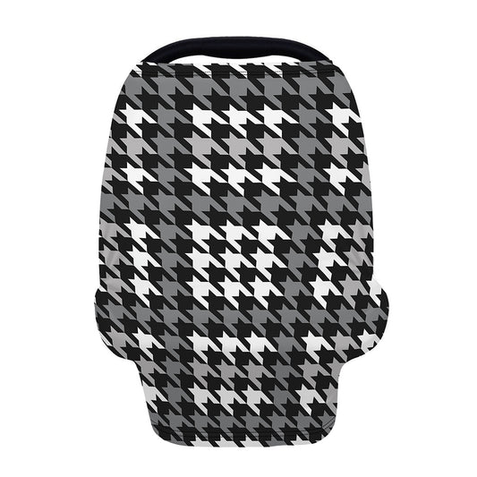 Grey Houndstooth Pattern Print Baby Seat Cover