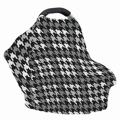 Grey Houndstooth Pattern Print Baby Seat Cover
