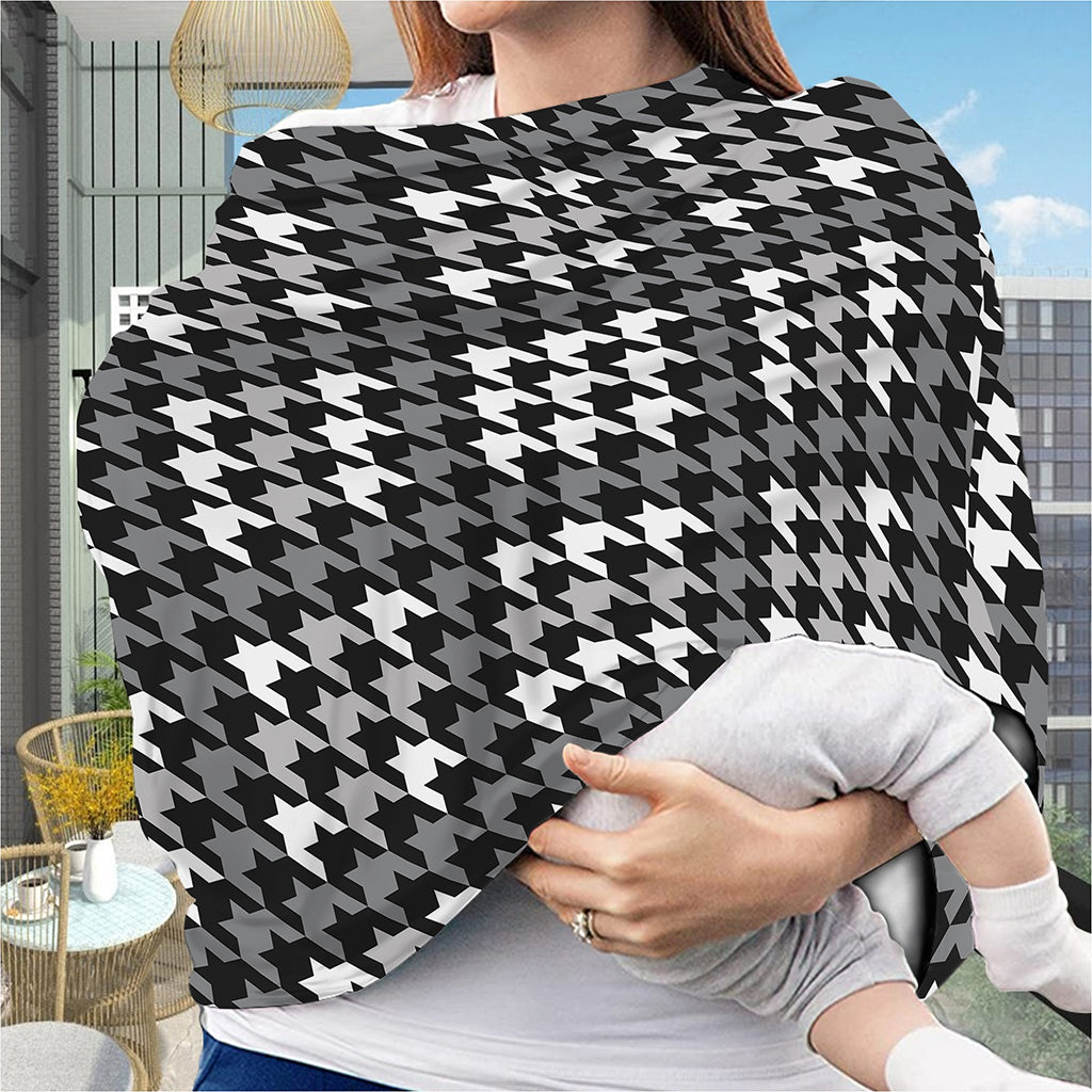 Grey Houndstooth Pattern Print Baby Seat Cover