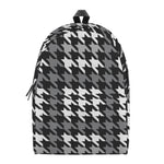 Grey Houndstooth Pattern Print Backpack