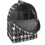 Grey Houndstooth Pattern Print Backpack