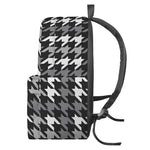 Grey Houndstooth Pattern Print Backpack