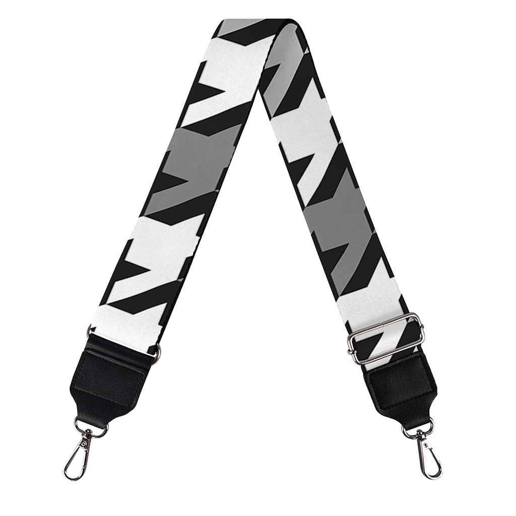 Grey Houndstooth Pattern Print Bag Strap
