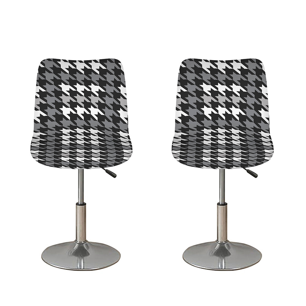 Grey Houndstooth Pattern Print Bar Stool Covers