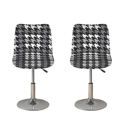 Grey Houndstooth Pattern Print Bar Stool Covers