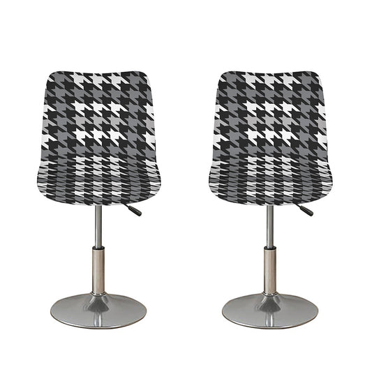 Grey Houndstooth Pattern Print Bar Stool Covers