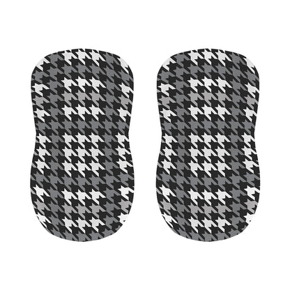 Grey Houndstooth Pattern Print Bar Stool Covers