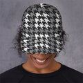 Grey Houndstooth Pattern Print Baseball Cap