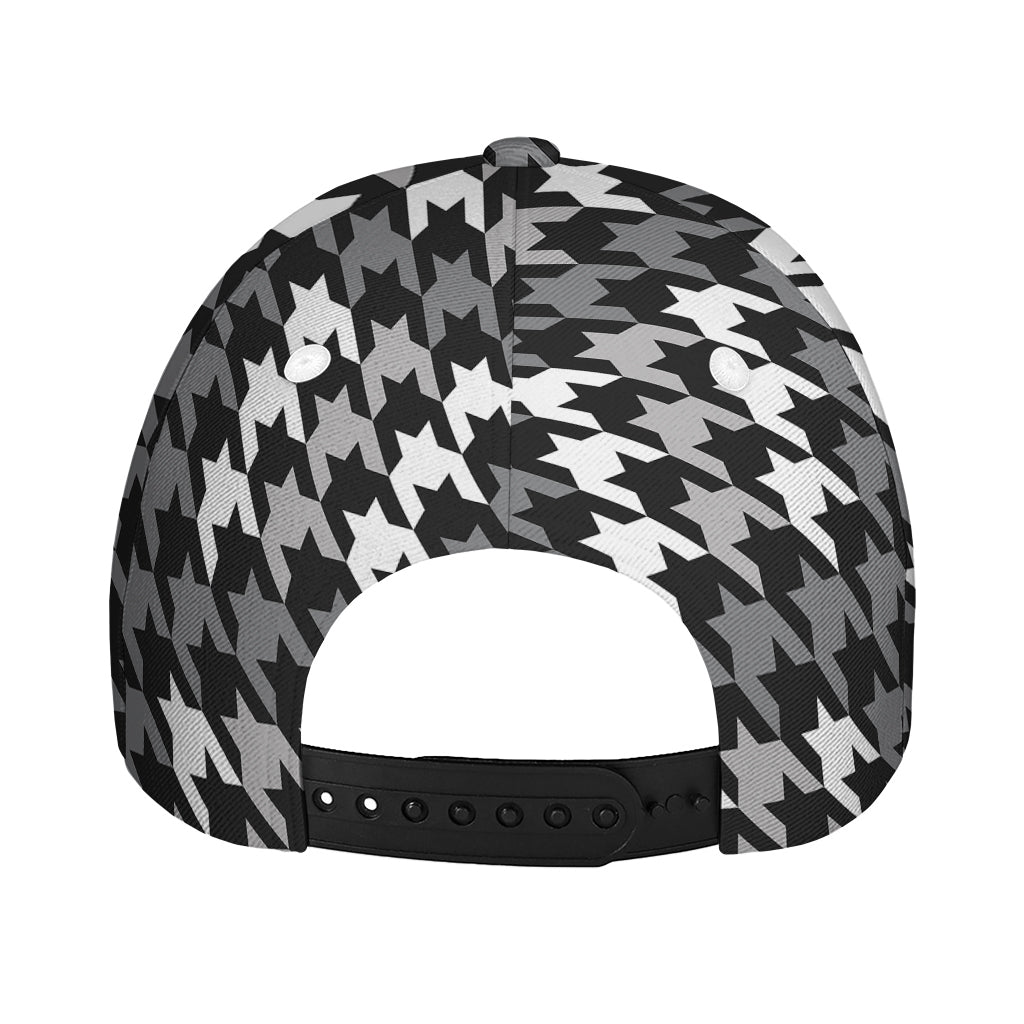 Grey Houndstooth Pattern Print Baseball Cap