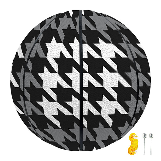 Grey Houndstooth Pattern Print Basketball