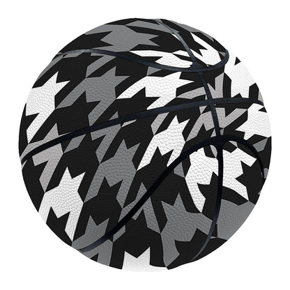 Grey Houndstooth Pattern Print Basketball