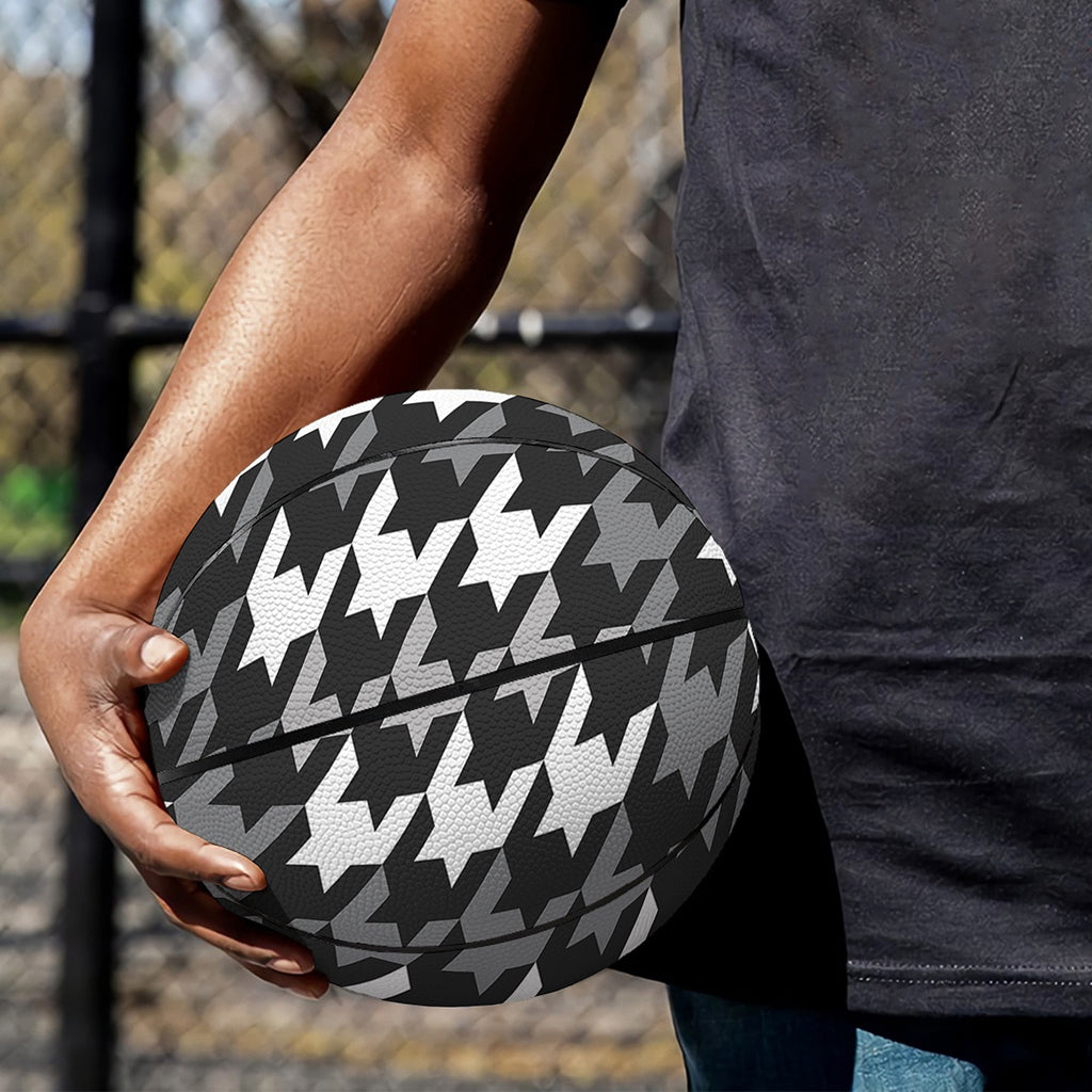 Grey Houndstooth Pattern Print Basketball