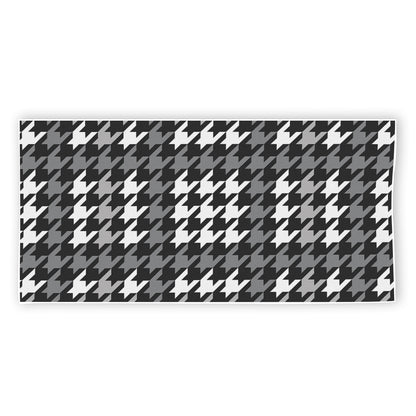 Grey Houndstooth Pattern Print Beach Towel