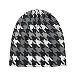 Grey Houndstooth Pattern Print Beanie