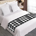 Grey Houndstooth Pattern Print Bed Runner