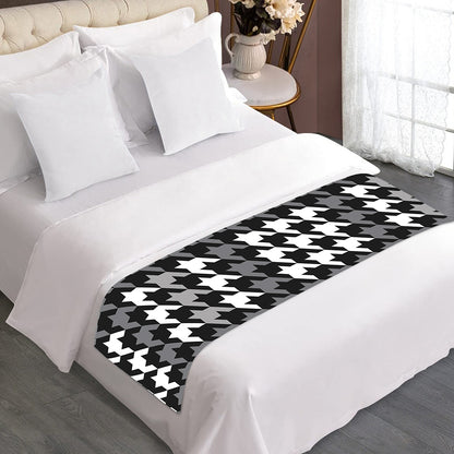 Grey Houndstooth Pattern Print Bed Runner