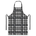 Grey Houndstooth Pattern Print Bib Apron With Pocket