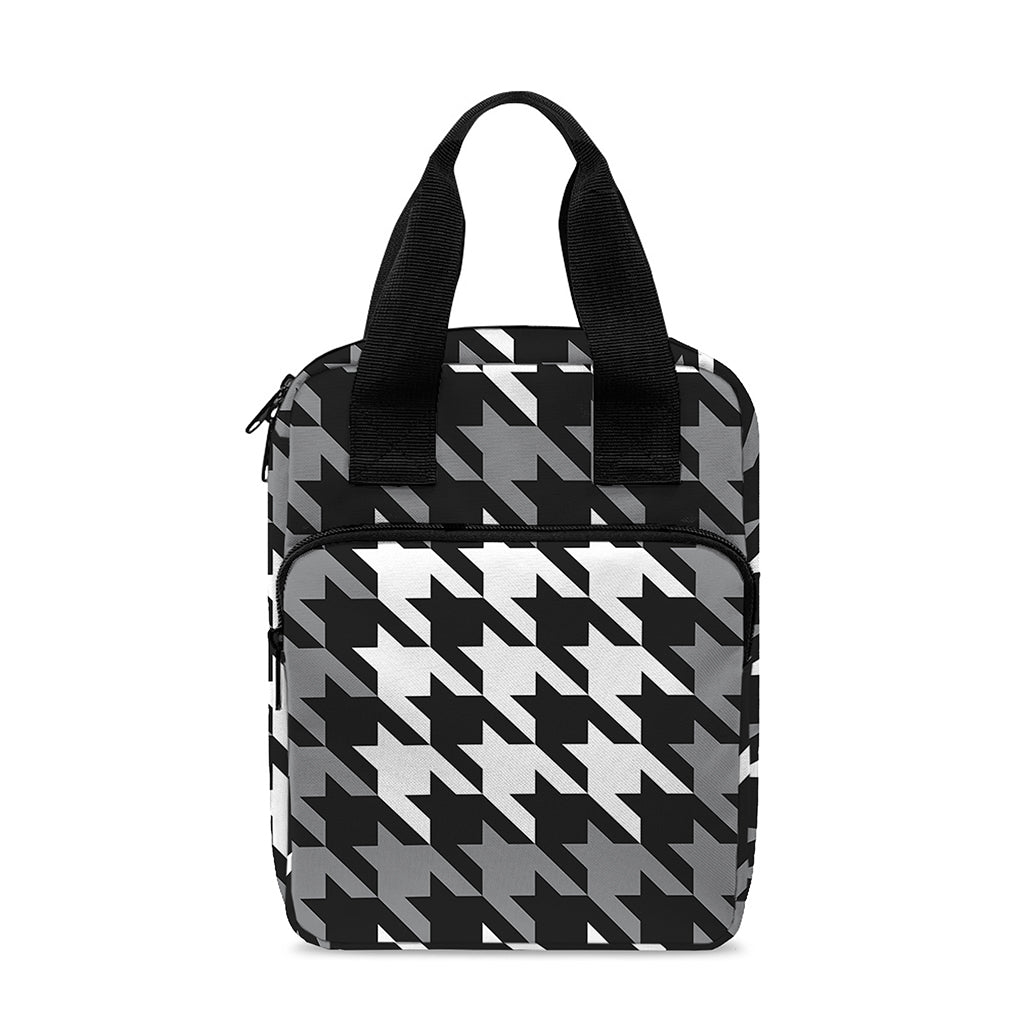 Grey Houndstooth Pattern Print Bible Tote Bag