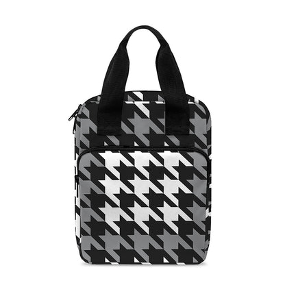 Grey Houndstooth Pattern Print Bible Tote Bag