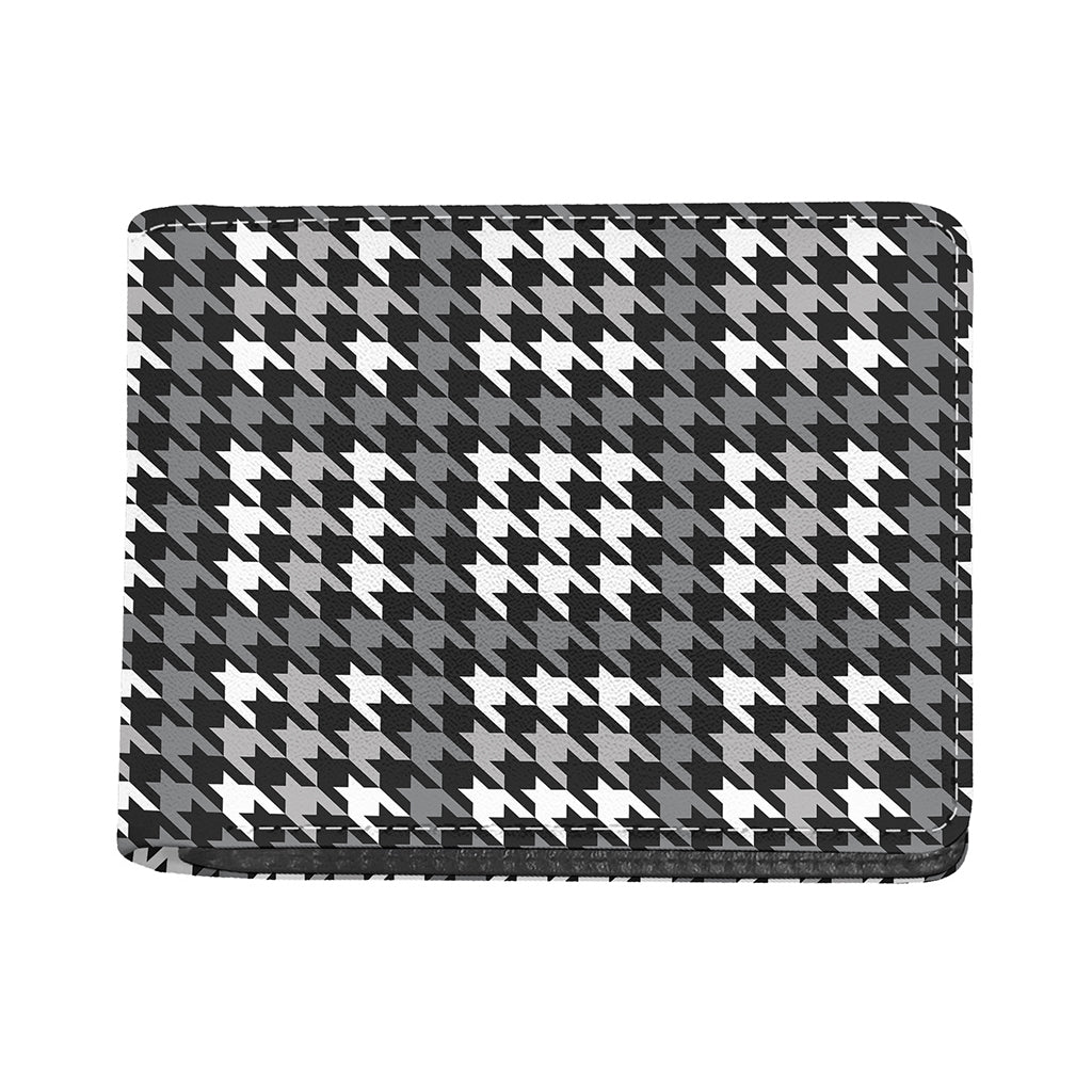 Grey Houndstooth Pattern Print Bifold Wallet