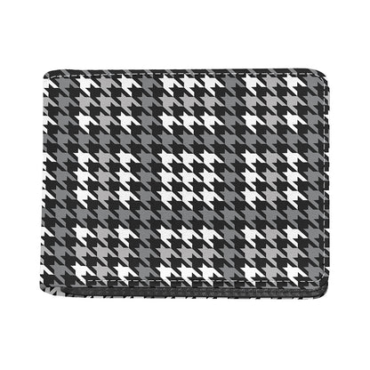Grey Houndstooth Pattern Print Bifold Wallet