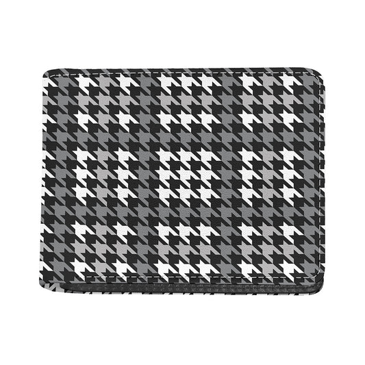 Grey Houndstooth Pattern Print Bifold Wallet