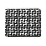 Grey Houndstooth Pattern Print Bifold Wallet
