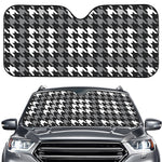 Grey Houndstooth Pattern Print Car Windshield Sun Shade