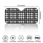 Grey Houndstooth Pattern Print Car Windshield Sun Shade