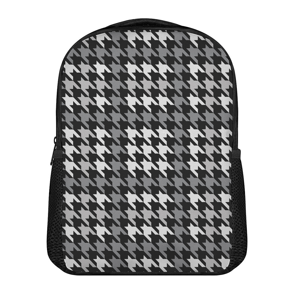 Grey Houndstooth Pattern Print Casual Backpack