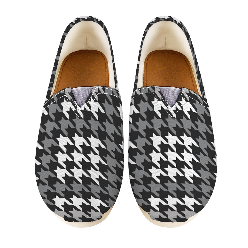 Grey Houndstooth Pattern Print Casual Shoes