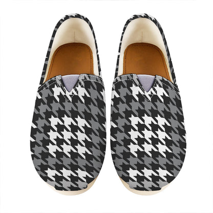 Grey Houndstooth Pattern Print Casual Shoes