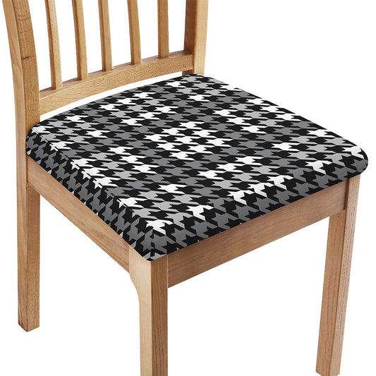Grey Houndstooth Pattern Print Chair Cushion Cover