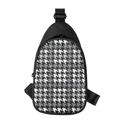 Grey Houndstooth Pattern Print Chest Bag