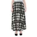 Grey Houndstooth Pattern Print Chiffon Maxi Skirt