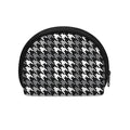 Grey Houndstooth Pattern Print Coin Purse