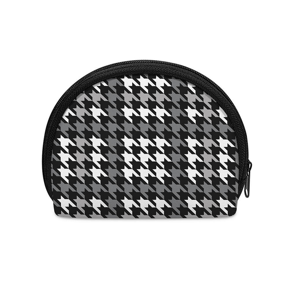 Grey Houndstooth Pattern Print Coin Purse