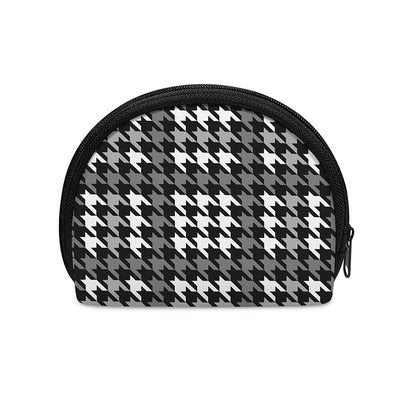 Grey Houndstooth Pattern Print Coin Purse
