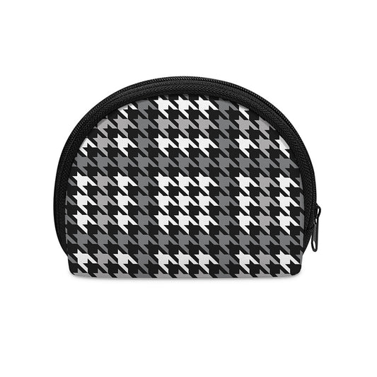 Grey Houndstooth Pattern Print Coin Purse