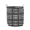 Grey Houndstooth Pattern Print Collapsible Laundry Basket